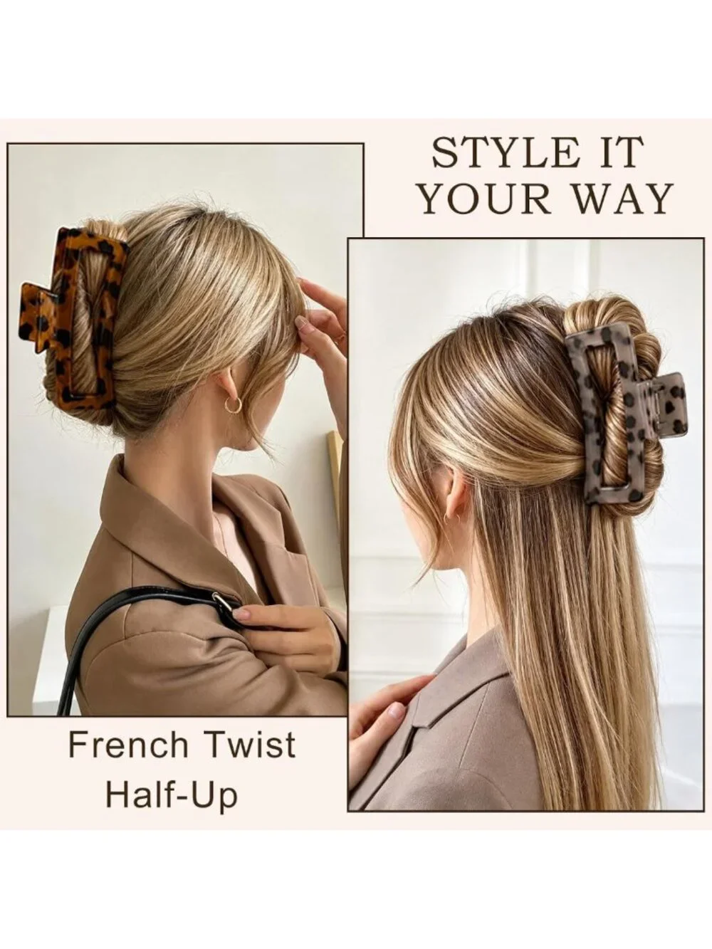 5-Inch XL Jumbo Claw Clips - 4-Pack Oversized Hair Accessories for Women